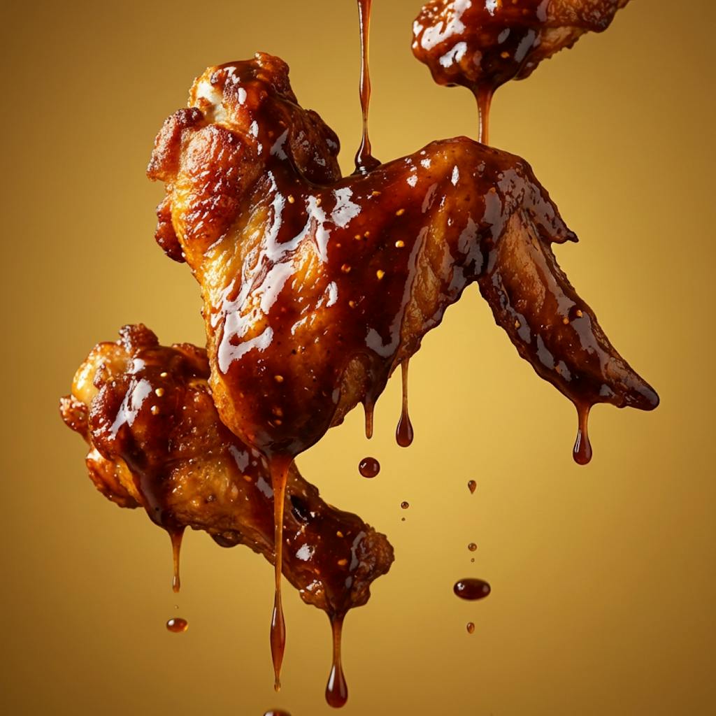 Chicken wings covered in Bucks Sauce